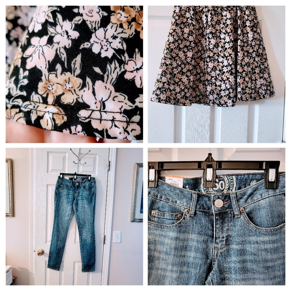 BUNDLE of BNWT Sz 5 Jeans by So & EUC Floral Mini-Skirt Sz Sm by Charlotte Russe